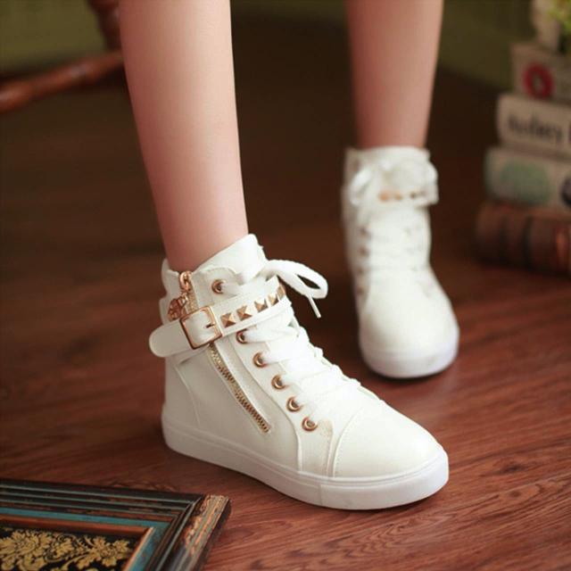 ハイカットスニーカー 可愛い 花柄 フラワー ジップアップ ベルトの通販はau Pay マーケット Sno