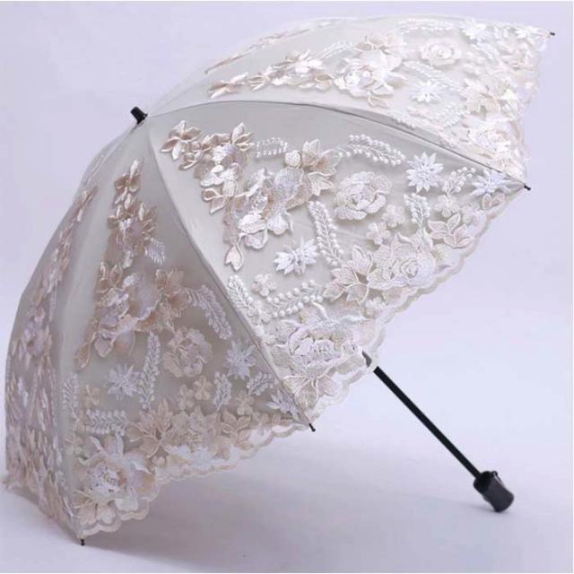 傘 日傘 雨傘 折り畳み傘 UVカット レース 刺繍花 フラワ 折りたたみ傘 上質 日傘 お花 フラワー レース 刺繍 可愛い 二