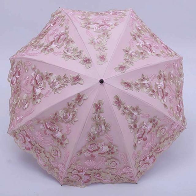 傘 日傘 雨傘 折り畳み傘 UVカット レース 刺繍花 フラワ 折りたたみ傘 上質 日傘 お花 フラワー レース 刺繍 可愛い 二