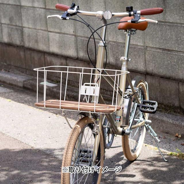 店頭受取限定 自転車 前カゴ 昭和インダストリーズ ウッドワイヤーラック 深型（Vブレーキ用）ホワイト WR-DEEP-01B_6