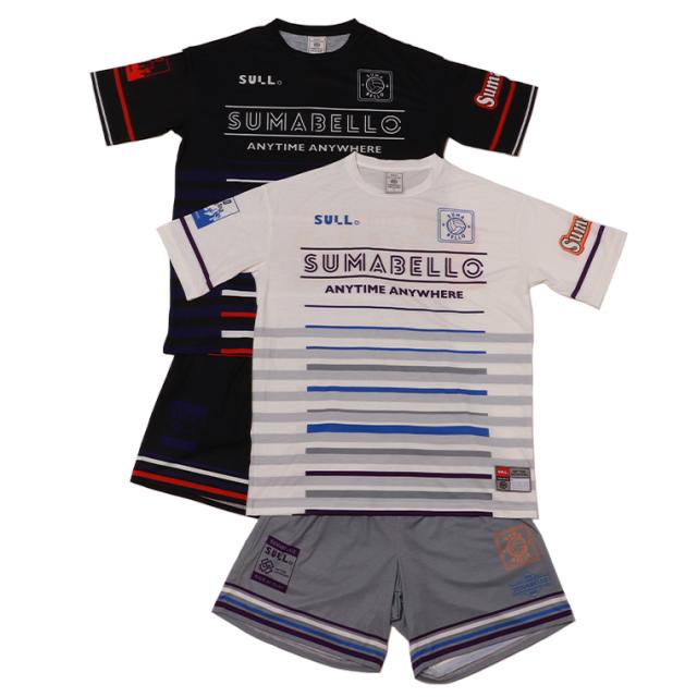 SULLO スージョ 1720101021+1721101022 ボーダープラシャツプラパンツ上下セット プラクティスシャツ プラクティスパンツ Tシャツ ハーフパンツ 上下セット セットアップ　メーカー希望価格12,540円の品