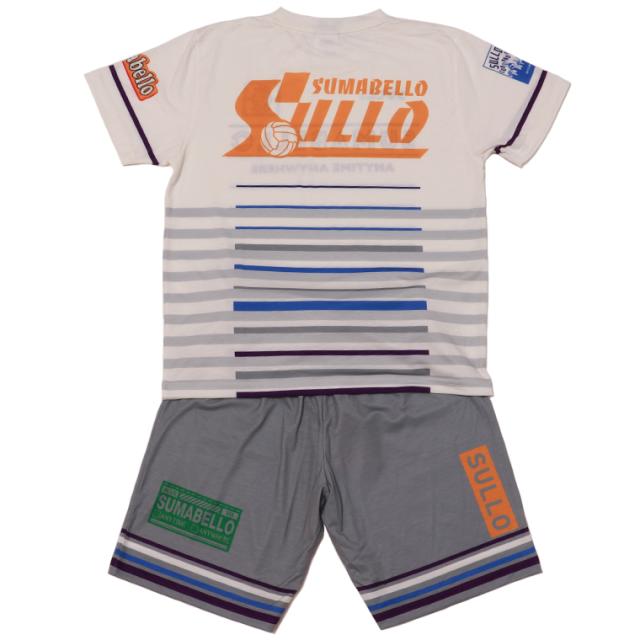 SULLO スージョ 1720104023+1721104024 Jr.ボーダープラシャツプラパンツ上下セット 上下セット セットアップ ジュニアサイズ メーカー希望価格11.