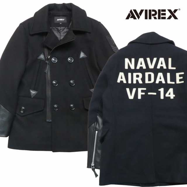 AVIREX 牛革　ライダース風ピーコート