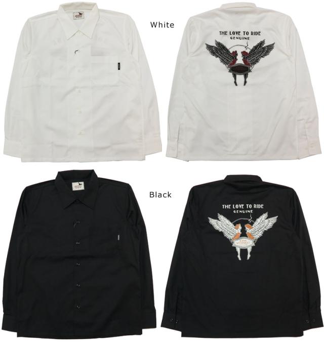 GANGSTERVILLE ギャングスタービル 長袖 ワークシャツ LOVE TO RIDE ワッペン プリント GLAD HAND  GSV-19-AW-23_1