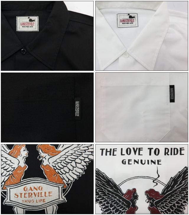 GANGSTERVILLE ギャングスタービル 長袖 ワークシャツ LOVE TO RIDE ワッペン プリント GLAD HAND  GSV-19-AW-23_2