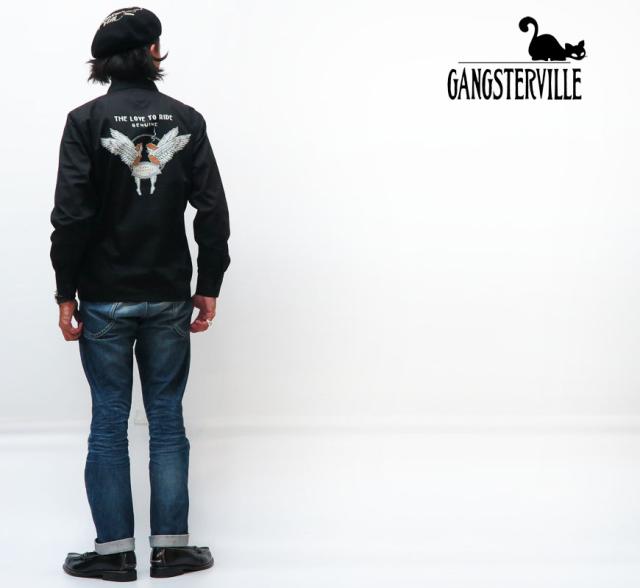 GANGSTERVILLE ギャングスタービル 長袖 ワークシャツ LOVE TO RIDE ワッペン プリント GLAD HAND  GSV-19-AW-23_4
