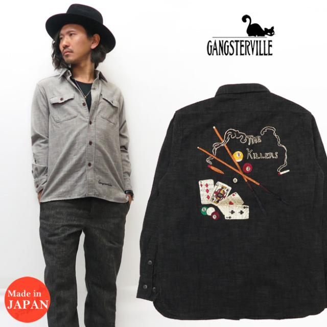 GANGSTERVILLE ギャングスタービル 長袖 スラブコットンシャツ TIME 
