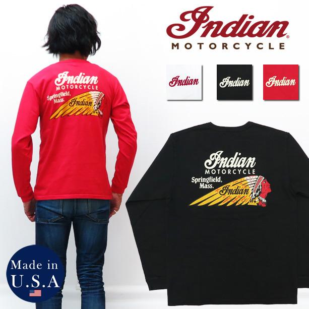 インディアン　モーターサイクル　ホワイトレザーシャツ Mサイズ 楽天市場】Indian インディアン Basic L/S tee logo メンズ
