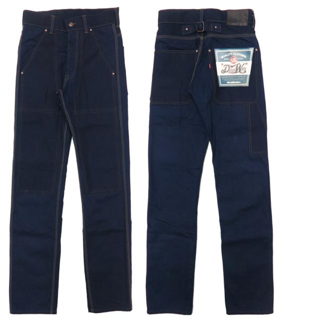 デラックスウェア DELUXEWARE ダブルニー トラウザーズ ワークパンツ 10.5oz インディゴ デニム チノ DX603B