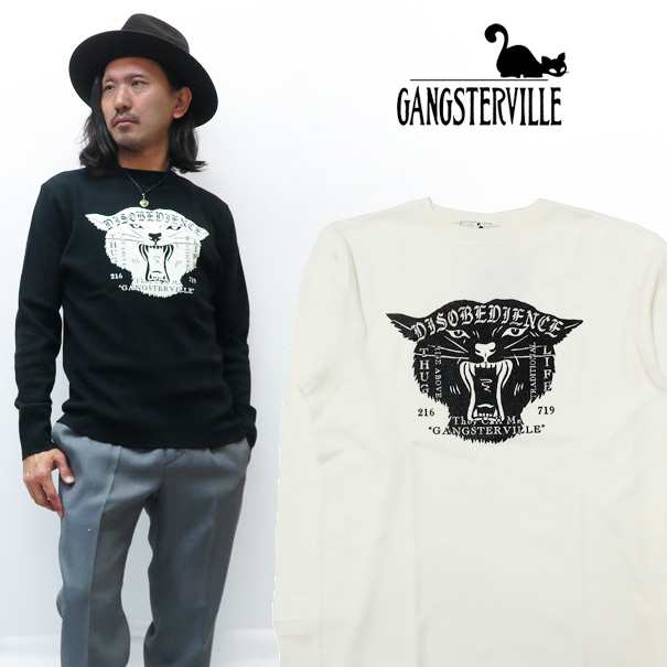 GANGSTERVILLE ギャングスタービル 長袖 クルーネック ワッフル Tシャツ DISOVEDIENCE GLAD HAND  GSV-20-SS-33｜au PAY マーケット