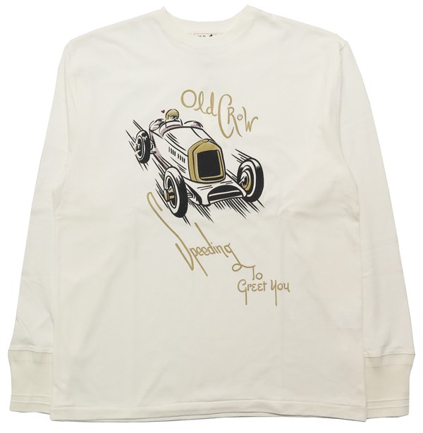 OLD CROW オールドクロウ 長袖 クルーネック Tシャツ SPEEDING TO