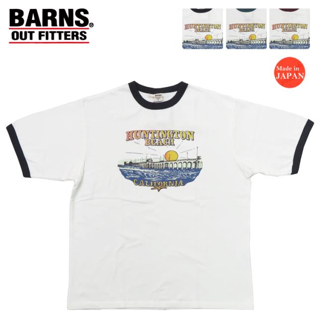 バーンズ BARNS 半袖 ヴィンテージ スラブ リンガー Tシャツ 半袖 Huntington Beach BR-23241
