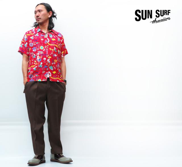 SUN SURF アロハシャツ Lサイズ トロピカル柄 レーヨン100