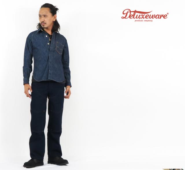 デラックスウェア DELUXEWARE ロゴ刺繍 10.5oz デニム シャツ 長袖 7647