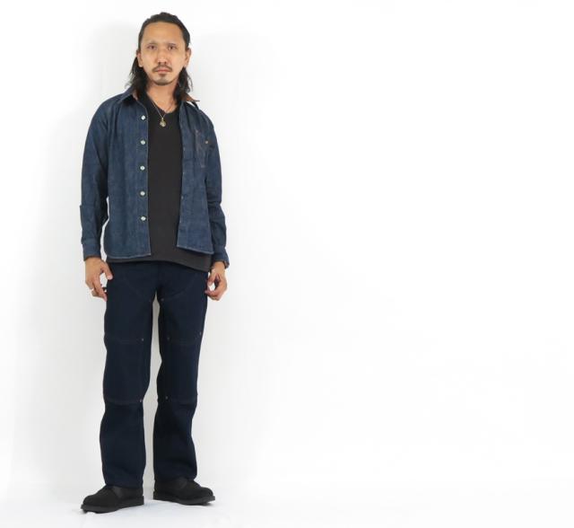 デラックスウェア DELUXEWARE ロゴ刺繍 10.5oz デニム シャツ 長袖 7647