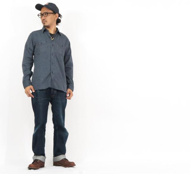 シュガーケーン SUGAR CANE フィクションロマンス 6.5oz インディゴ ビーチクロス ワーク シャツ 長袖 SC28283