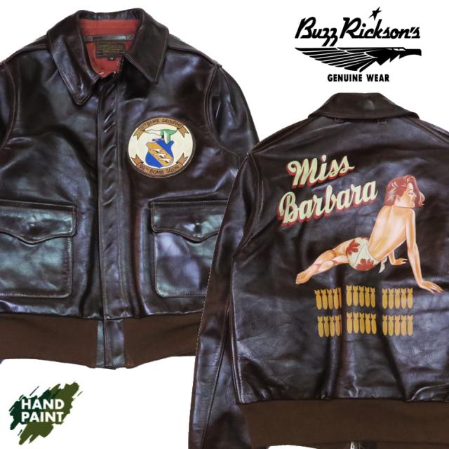 バズリクソンズ Buzz Rickson's A-2 フライトジャケット ROUGHWEAR CLOTHING CO. BACK PAINT MISS BARBARA ANILINE HAND FINISHED BR80653