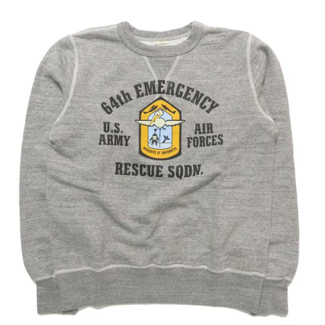 バズリクソンズ BUZZ RICKSON'S セットイン クルーネック スウェット " 64th EMERGENCY RESCUE SQDN" ミリタリー 長袖 BR69635_1