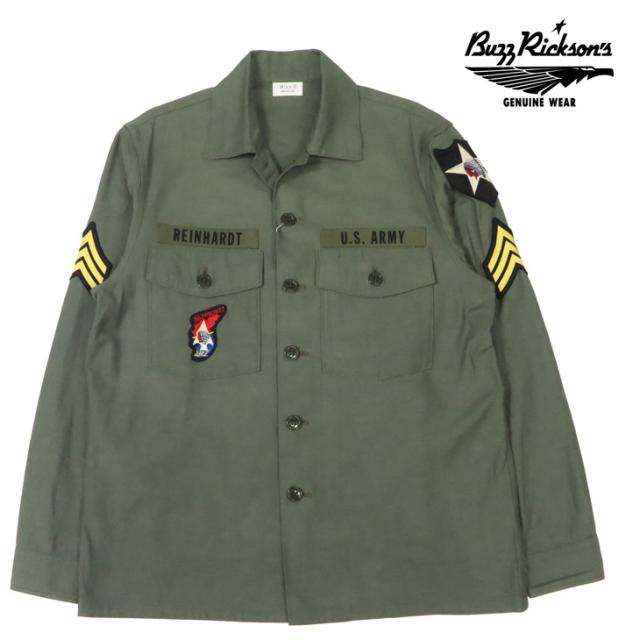 バズリクソンズ Buzz Rickson's OG-107 コットンサテン ミリタリー ユーティリティ シャツ 長袖 SHADE107 DEMILITARIZED ZONE ジョンレノン JOHN LENNON BR29586 【2025年秋冬新作】