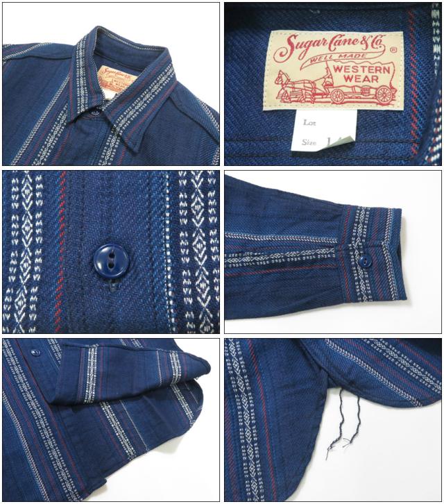シュガーケーン SUGAR CANE 長袖 ネイティブアメリカン ワーク シャツ NATIVE AMERICAN INDIGO DOBBY WORK SHIRT SC29579_6