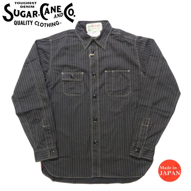 シュガーケーン SUGAR CANE 長袖 ワークシャツ ブラックウォバッシュストライプ  FICTION ROMANCE 8.5oz. BLACK WABASH STRIPE WORK SHIRT SC29585 【2025年秋冬新作】