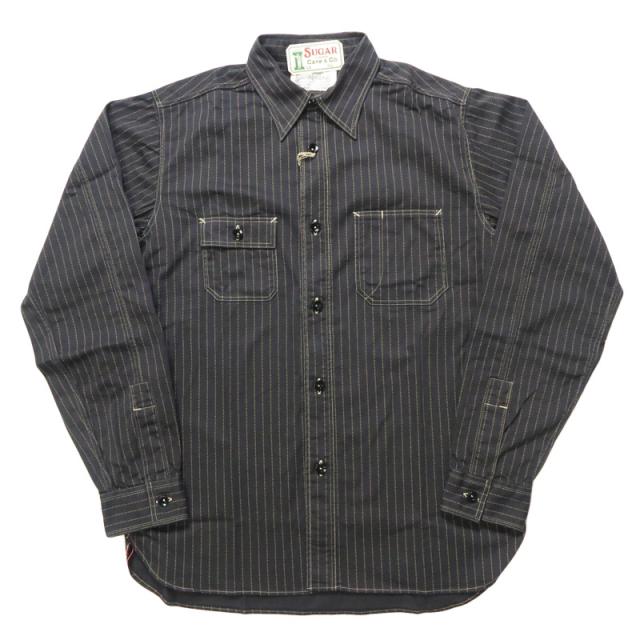 シュガーケーン SUGAR CANE 長袖 ワークシャツ ブラックウォバッシュストライプ  FICTION ROMANCE 8.5oz. BLACK WABASH STRIPE WORK SHIRT SC29585 【2025年秋冬新作】