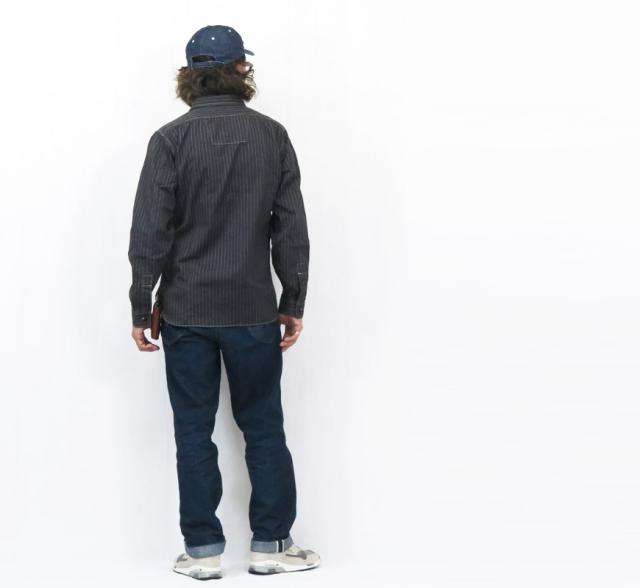 シュガーケーン SUGAR CANE 長袖 ワークシャツ ブラックウォバッシュストライプ  FICTION ROMANCE 8.5oz. BLACK WABASH STRIPE WORK SHIRT SC29585 【2025年秋冬新作】