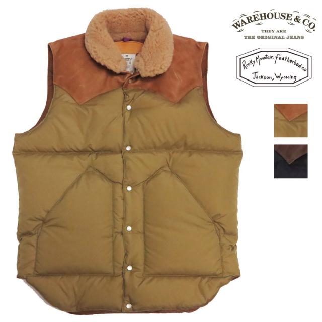 ウェアハウス WAREHOUSE ロッキーマウンテン フェザーベッド ROCKY MOUNTAIN FEATHERBED ナイロン クリスティ ダウンベスト ホースハイド レザーヨーク NYLON CHRISTY DOWN VEST ホワイトダックダウン WH2235 【2025年秋冬新作】