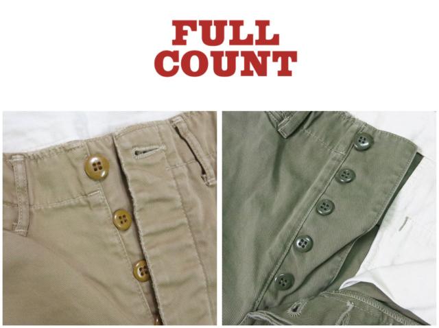 フルカウント FULLCOUNT 1201HW 41カーキ チノパンツ Freedom Fighter ダメージ&リメイク加工 U.S.Army Chino 41 Khaki