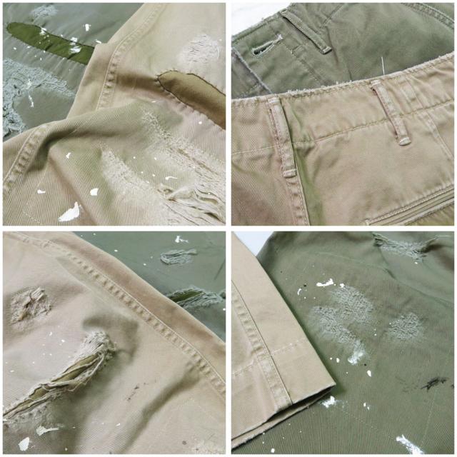 フルカウント FULLCOUNT 1201HW 41カーキ チノパンツ Freedom Fighter ダメージ&リメイク加工 U.S.Army Chino 41 Khaki