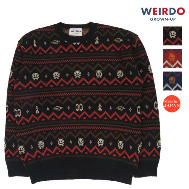 WEIRDO ウィアード コットンジャガードニット クルーネック セーター LOOK INVADING WRD5310 GLAD HAND グラッドハンド 【2025年秋冬新作】