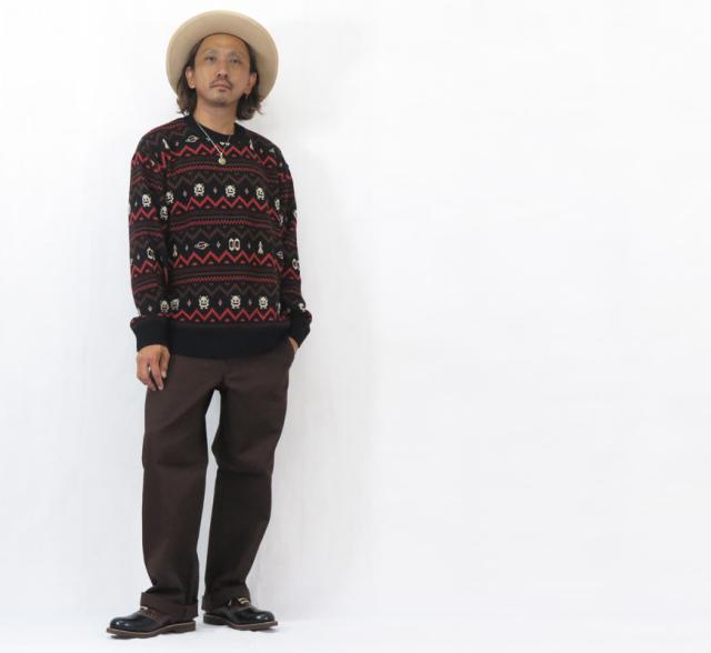 WEIRDO ウィアード コットンジャガードニット クルーネック セーター LOOK INVADING WRD5310 GLAD HAND グラッドハンド_7