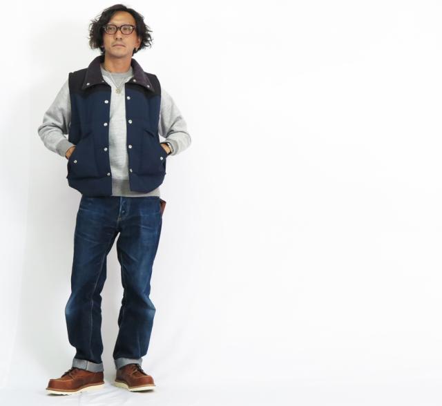 Sugar Cane ダウンベスト サイズ L ネイビー／ベージュ SUGAR CANE ダウンベスト ネイビー/ベージュ