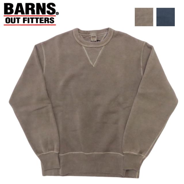 バーンズ BARNS はめ込み両Vガゼット クルーネックスウェット ピグメント染め フラットシーマ COZUN BR-3000PG-26