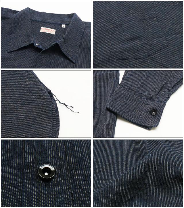 シュガーケーン SUGAR CANE 長袖 砂糖黍製 5.1oz. インディゴ ストライプ ワークシャツ SC28937