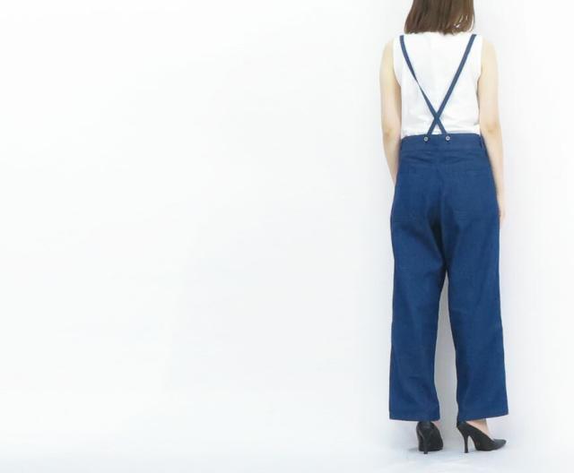 ジョンブル JOHNBULL デニム サスペンダー パンツ インディゴ レディース ZP394_4