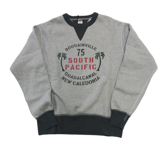 バーンズ BARNS はめこみ両ガゼットクルーネックスウェット 長袖 "SOUTH PACIFIC" 30/7 COZUN BR-25359_3