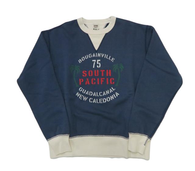 バーンズ BARNS はめこみ両ガゼットクルーネックスウェット 長袖 "SOUTH PACIFIC" 30/7 COZUN BR-25359_4
