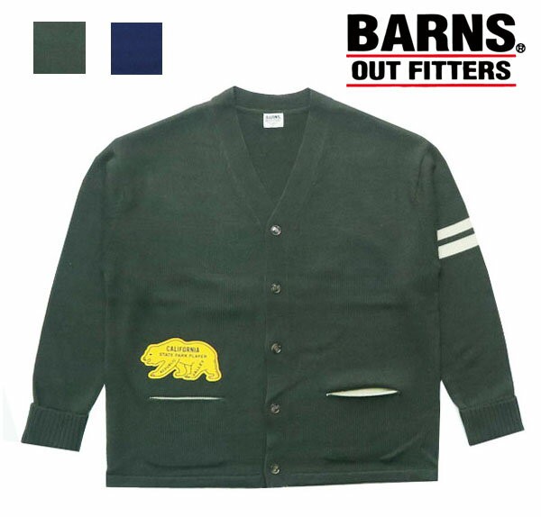 バーンズ BARNS 長袖 カーディガン VARSITY CARDIGAN BR-22413