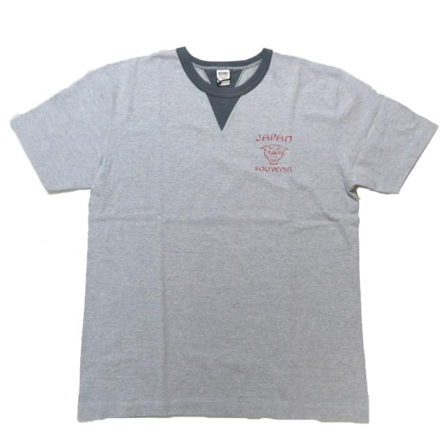 バーンズ BARNS STANDARD COZUN 両Vガゼット 胸プリント 半袖 Tシャツ