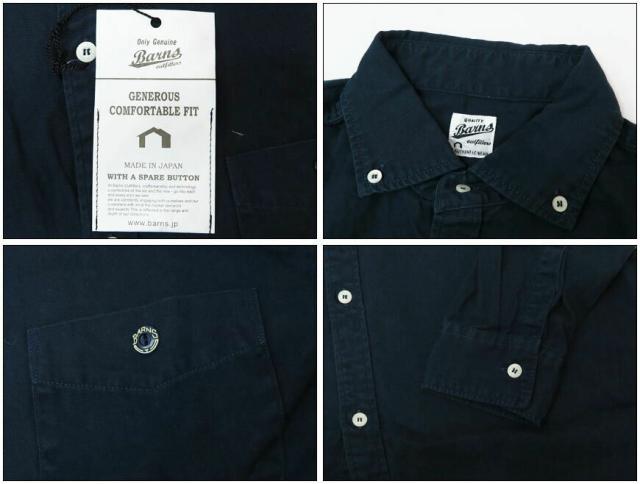 バーンズ BARNS 長袖 シャツ ボタンダウン B.D オックスフォードシャツ