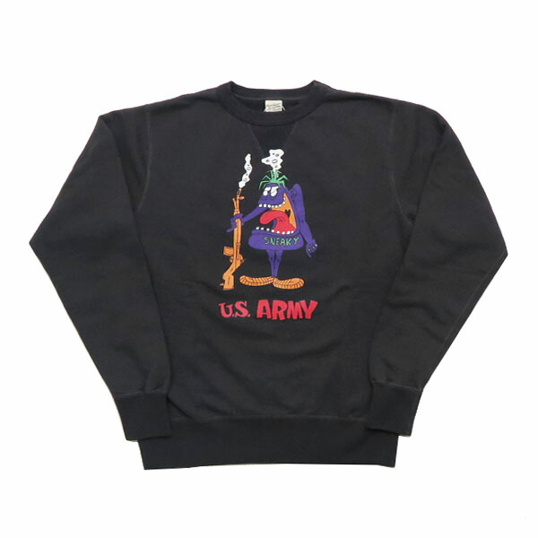 バズリクソンズ BUZZ RICKSON'S 長袖 セットイン クルーネック スウェット プリント U.S.ARMY  BR69067