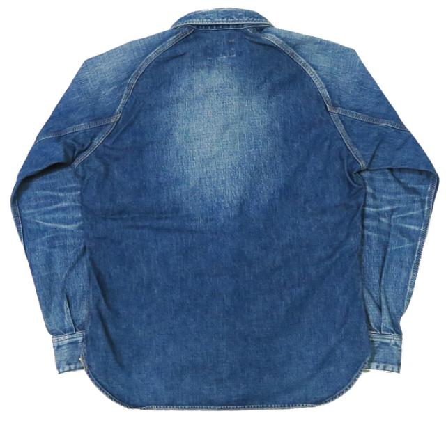 デラックスウェア DELUXEWARE 10.5oz デニム ワークシャツ ユーズドウォッシュ 40s DENIM インディゴ 7640AG