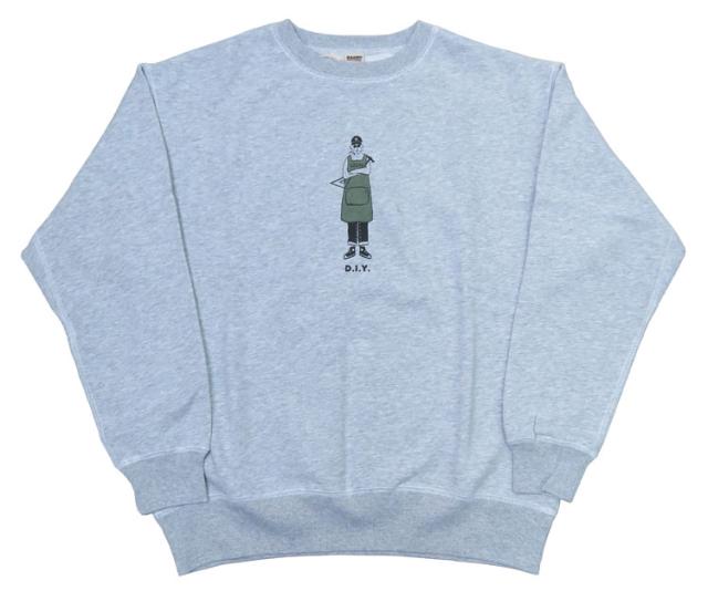 バーンズ BARNS フラットシーマー クルーネック スウェット トレーナー プリント スーパーヘビーウェイト 極厚 ピグメント染め ”D.I.Y” BR-24351
