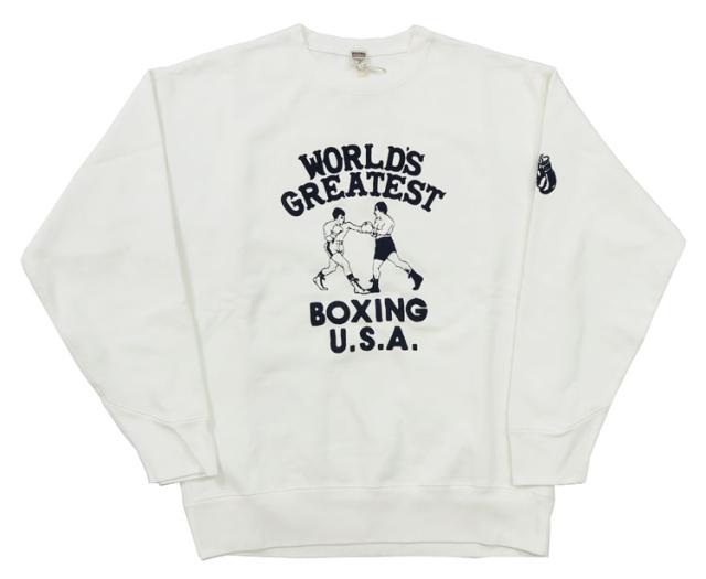 バーンズ BARNS 長袖 クルーネック スウェット アスレチックシリーズ トレーナー プリント ピグメント染め ”Boxing” BR-24444