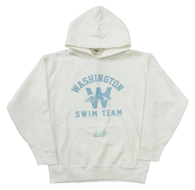 バーンズ BARNS 長袖 プルパーカー アスレチックシリーズ プリント ピグメント染め ”WASHINGTON SWIM TEAM” BR-24445_1