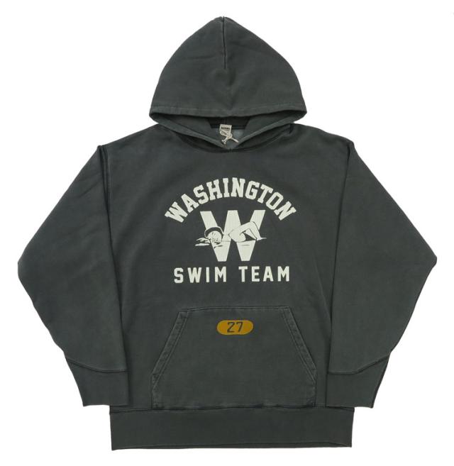 バーンズ BARNS 長袖 プルパーカー アスレチックシリーズ プリント ピグメント染め ”WASHINGTON SWIM TEAM” BR-24445_2