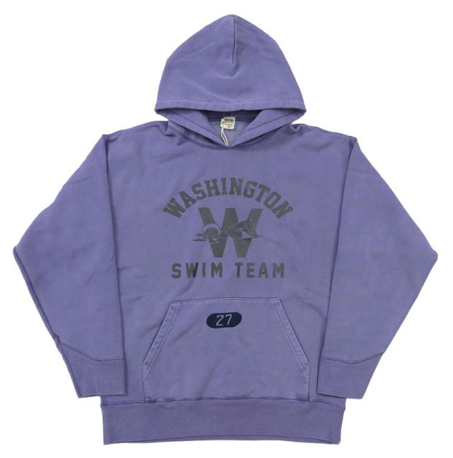 バーンズ BARNS 長袖 プルパーカー アスレチックシリーズ プリント ピグメント染め ”WASHINGTON SWIM TEAM” BR-24445_3