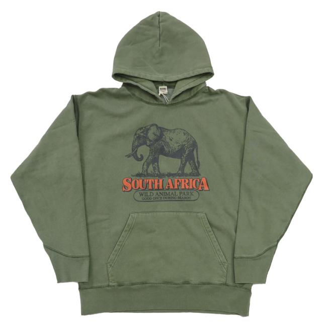 バーンズ BARNS 長袖 プルパーカー アスレチックシリーズ プリント ピグメント染め ”Wild Animal Park” BR-24446_3