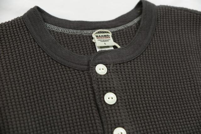 バーンズ BARNS 20/2 ヘビーサーマル 長袖 ヘンリーネック Tシャツ